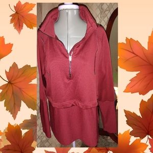 Avia Maroon Half Zip Pullover Long Sleeve Top EUC